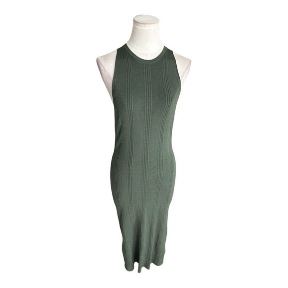 L’AGENCE Shelby Olive Green Midi Ribbed Knit Sleeveless Dress Size S Sweater - Picture 8 of 12